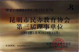2021年11月昆明市民办教育协会授予点拨教育为第三届理事单位